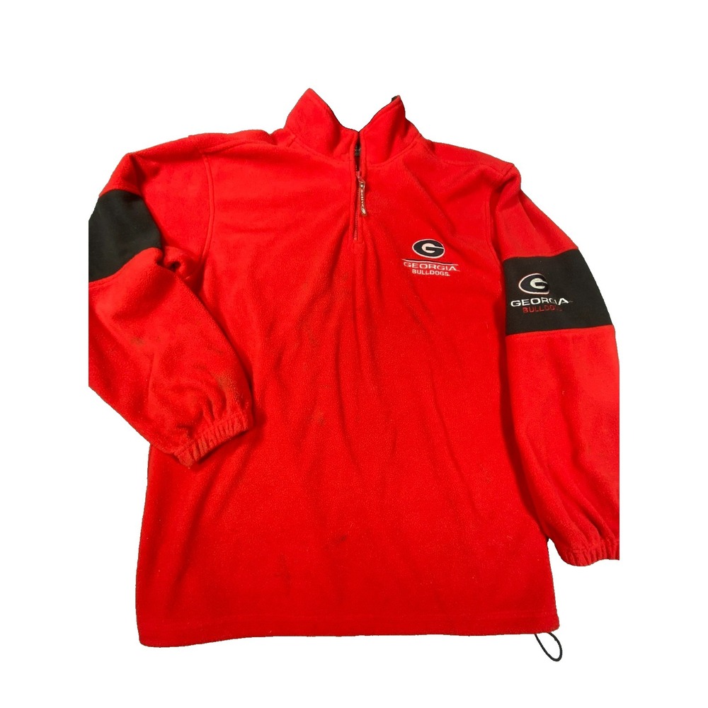 Georgia Bulldogs Fleece Quarter Zip Mens Large Red NCAA Pullover Logo UGA Sport